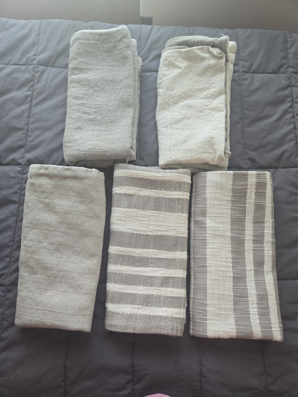 Crate&Barrel Bundle Of 5 Grey Striped Accent Pillow Cover
